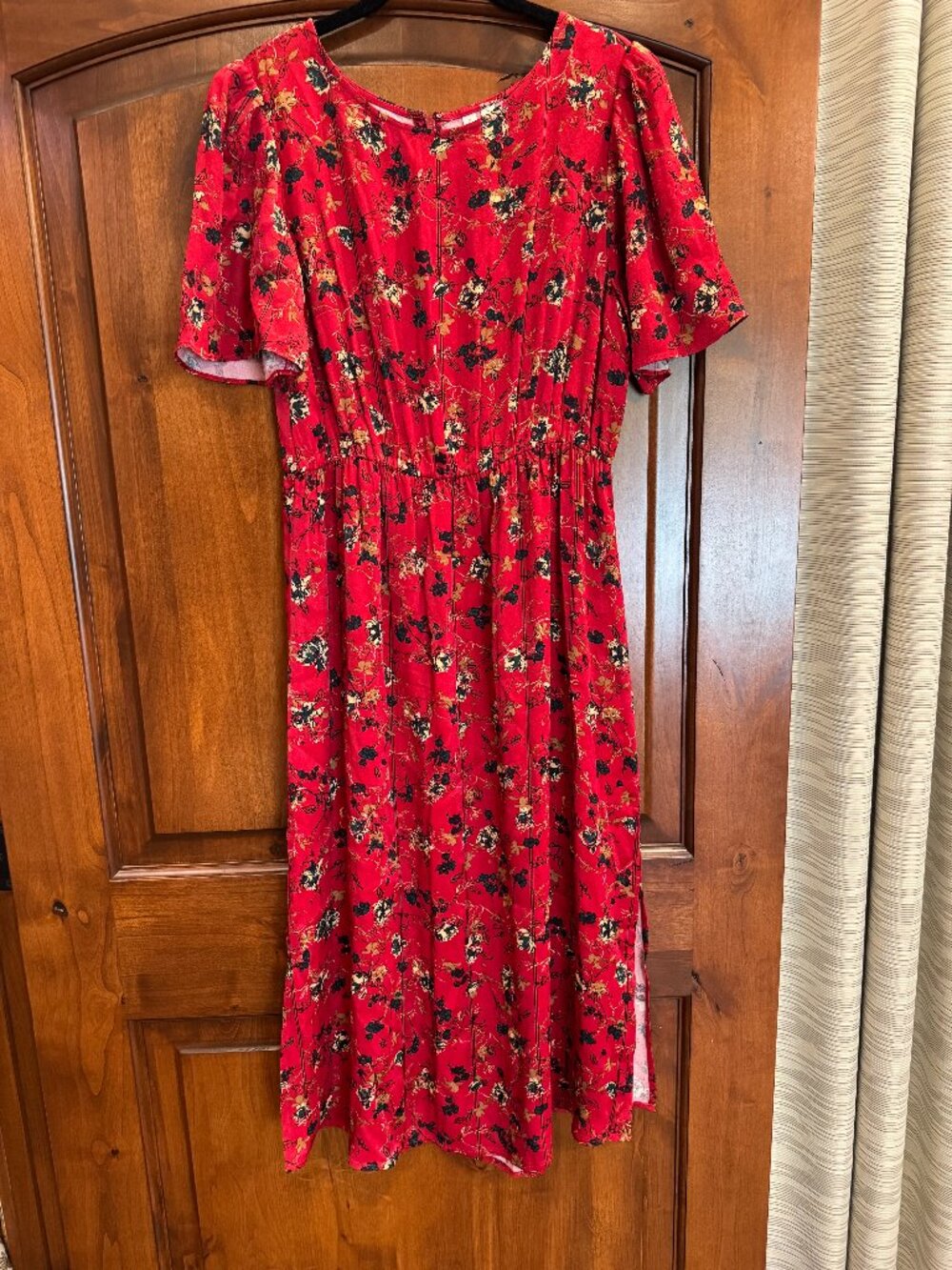 Treasure & Bond Floral Bell Sleeve Midi Dress, Red, Size Medium